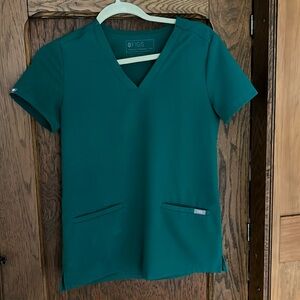 Hunter green FIGS scrub top